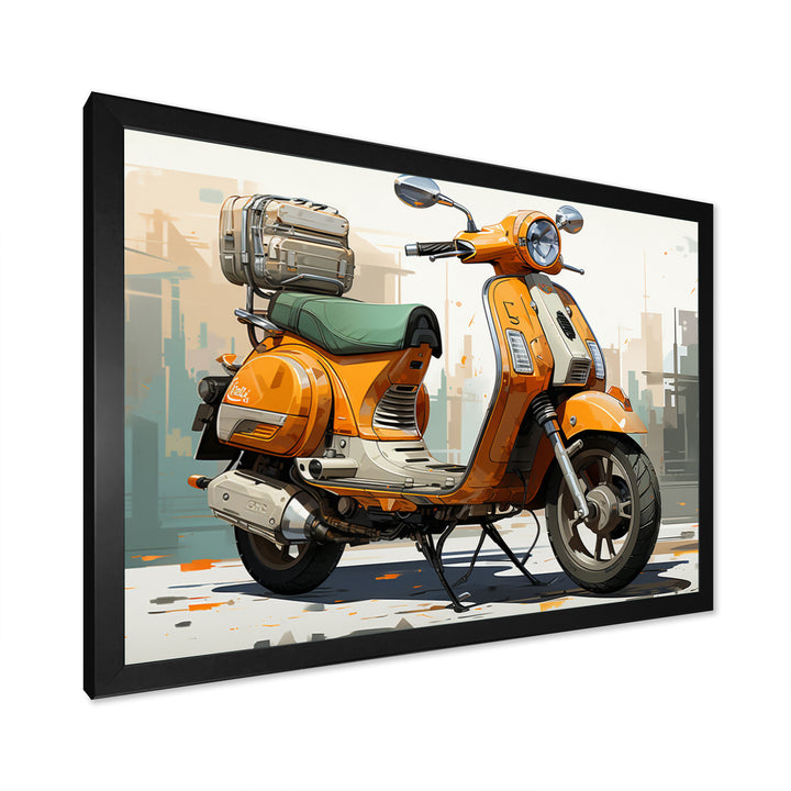 Orange Scooter Caf Racer - Scooter Canvas Wall Art