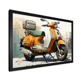 Orange Scooter Caf Racer - Scooter Canvas Wall Art