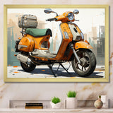 Orange Scooter Caf Racer - Scooter Canvas Wall Art