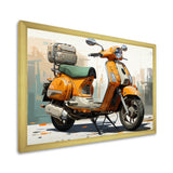 Orange Scooter Caf Racer - Scooter Canvas Wall Art