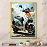 White Coral Scooter City Cruiser - Scooter Canvas Wall Art