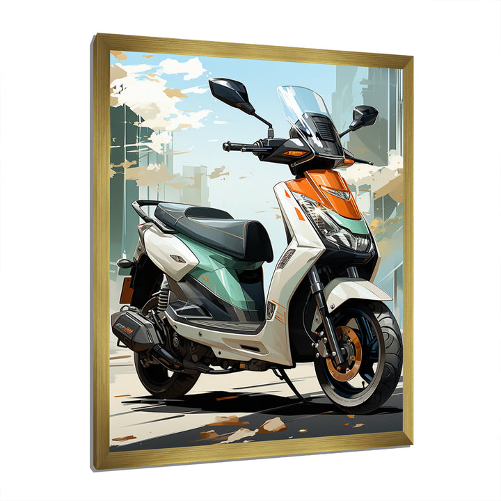 White Coral Scooter City Cruiser - Scooter Canvas Wall Art