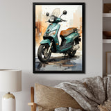 Green Scooter City Cruiser - Scooter Canvas Wall Art