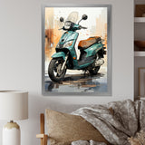 Green Scooter City Cruiser - Scooter Canvas Wall Art