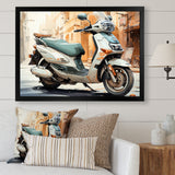 Beige Scooter City Explorer - Scooter Canvas Wall Art