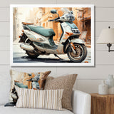 Beige Scooter City Explorer - Scooter Canvas Wall Art