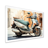 Beige Scooter City Explorer - Scooter Canvas Wall Art