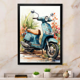 Blue Scooter Coastal Cruiser I - Scooter Canvas Wall Art
