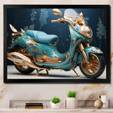 Turquoise Gold Scooter Custom Cruiser I - Scooter Canvas Wall Art
