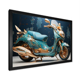 Turquoise Gold Scooter Custom Cruiser I - Scooter Canvas Wall Art