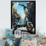 Turquoise Gold Scooter Electric Glide - Scooter Canvas Wall Art