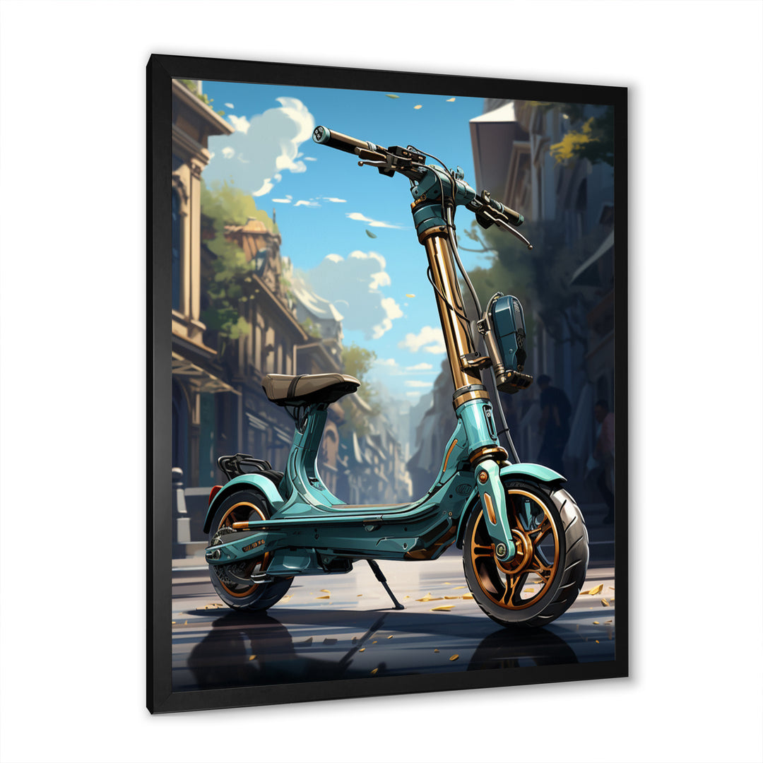 Turquoise Gold Scooter Electric Glide - Scooter Canvas Wall Art