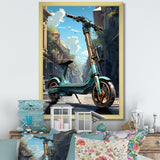 Turquoise Gold Scooter Electric Glide - Scooter Canvas Wall Art
