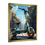 Turquoise Gold Scooter Electric Glide - Scooter Canvas Wall Art