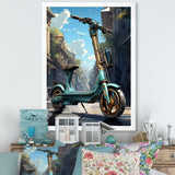 Turquoise Gold Scooter Electric Glide - Scooter Canvas Wall Art