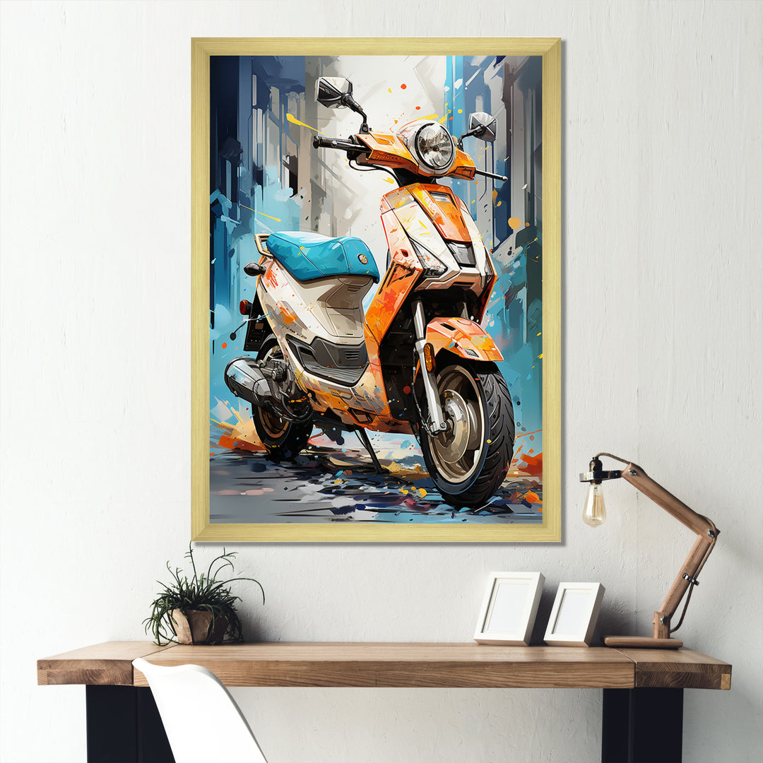 Coral Electric Glide Scooter - Scooter Canvas Wall Art