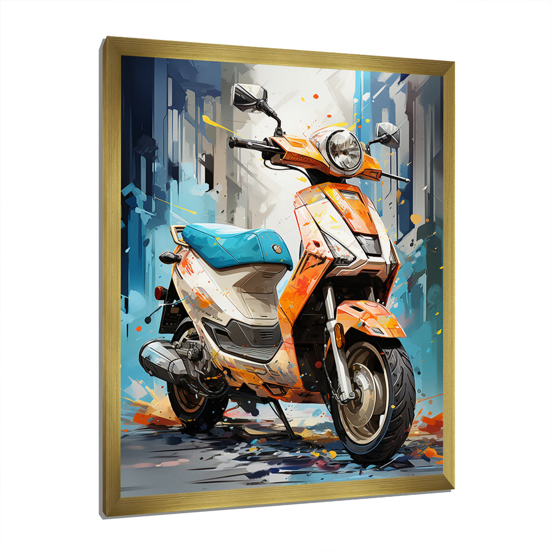 Coral Electric Glide Scooter - Scooter Canvas Wall Art