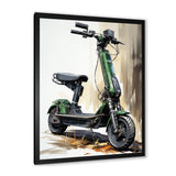 Green Scooter Electric Glide - Scooter Canvas Wall Art