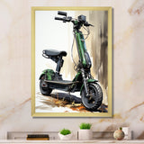 Green Scooter Electric Glide - Scooter Canvas Wall Art