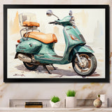 Green Scooter Family Fun - Scooter Canvas Wall Art