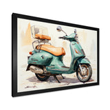 Green Scooter Family Fun - Scooter Canvas Wall Art