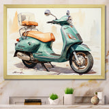 Green Scooter Family Fun - Scooter Canvas Wall Art