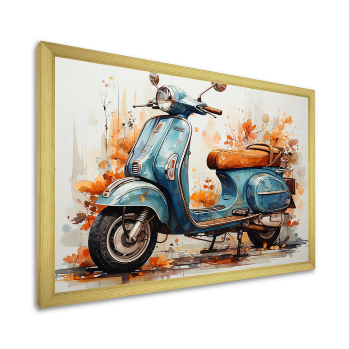 Blue Family Fun Scooter - Scooter Canvas Wall Art