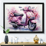 Pink Scooter Floral Fantasy I - Scooter Canvas Wall Art