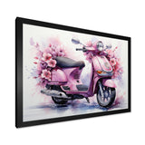 Pink Scooter Floral Fantasy I - Scooter Canvas Wall Art