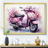 Pink Scooter Floral Fantasy I - Scooter Canvas Wall Art