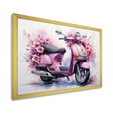 Pink Scooter Floral Fantasy I - Scooter Canvas Wall Art
