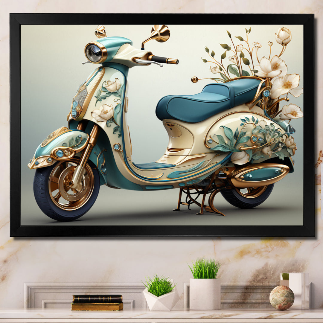 Golden Scooter Luxury Elegance - Scooter Canvas Wall Art