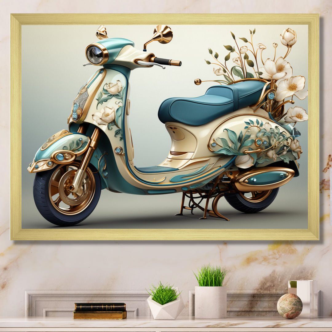Golden Scooter Luxury Elegance - Scooter Canvas Wall Art