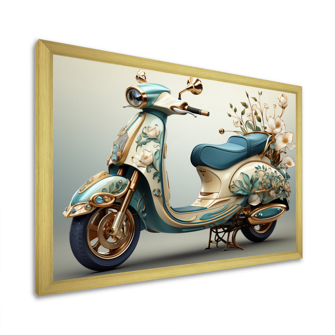 Golden Scooter Luxury Elegance - Scooter Canvas Wall Art
