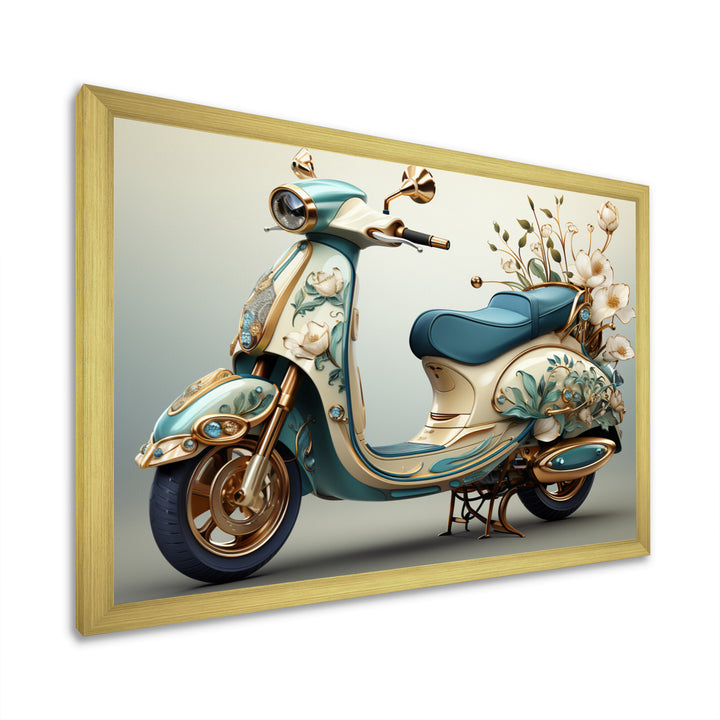 Golden Scooter Luxury Elegance - Scooter Canvas Wall Art