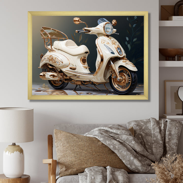 White Gold Scooter Luxury Elegance - Scooter Canvas Wall Art
