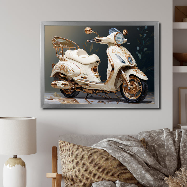 White Gold Scooter Luxury Elegance - Scooter Canvas Wall Art
