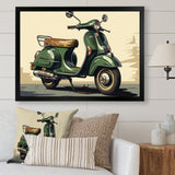 Green Scooter Retro Electric I - Scooter Canvas Wall Art