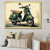 Green Scooter Retro Electric I - Scooter Canvas Wall Art