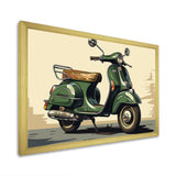 Green Scooter Retro Electric I - Scooter Canvas Wall Art
