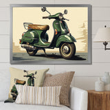 Green Scooter Retro Electric I - Scooter Canvas Wall Art