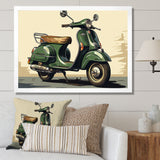 Green Scooter Retro Electric I - Scooter Canvas Wall Art