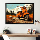 Coral Scooter In Country Retro - Scooter Canvas Wall Art