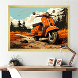 Coral Scooter In Country Retro - Scooter Canvas Wall Art