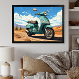 Scooter Retro In Desert Landscape - Scooter Canvas Wall Art