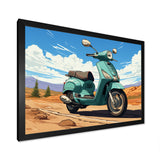 Scooter Retro In Desert Landscape - Scooter Canvas Wall Art