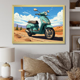 Scooter Retro In Desert Landscape - Scooter Canvas Wall Art