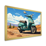 Scooter Retro In Desert Landscape - Scooter Canvas Wall Art