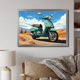 Scooter Retro In Desert Landscape - Scooter Canvas Wall Art