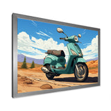 Scooter Retro In Desert Landscape - Scooter Canvas Wall Art